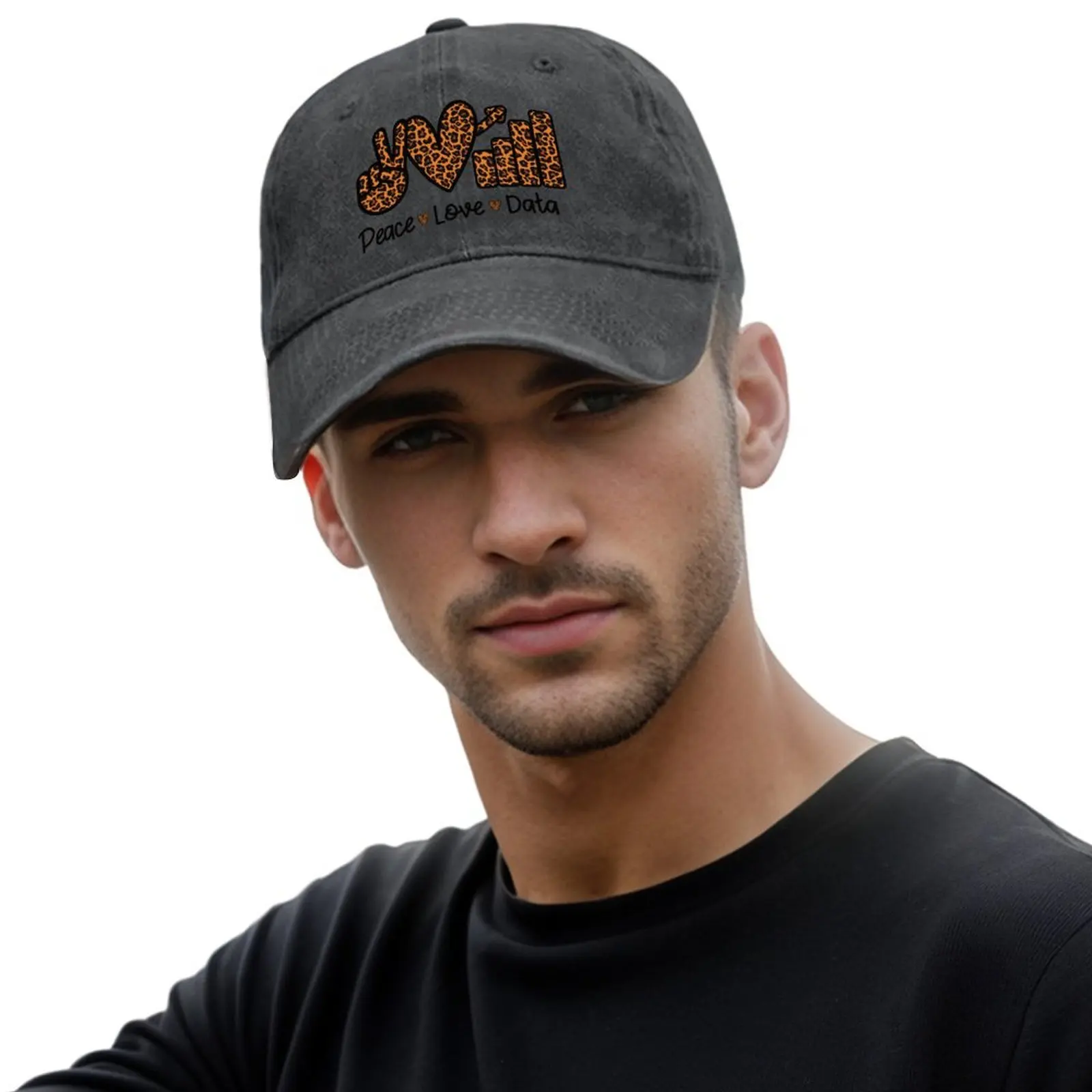 Peace Love Data Leopard Data Analyst Science Gift Funny Data Scientist Baseball Cap Golf Hat Man Golf Wild Ball Hat Female Men's view 6