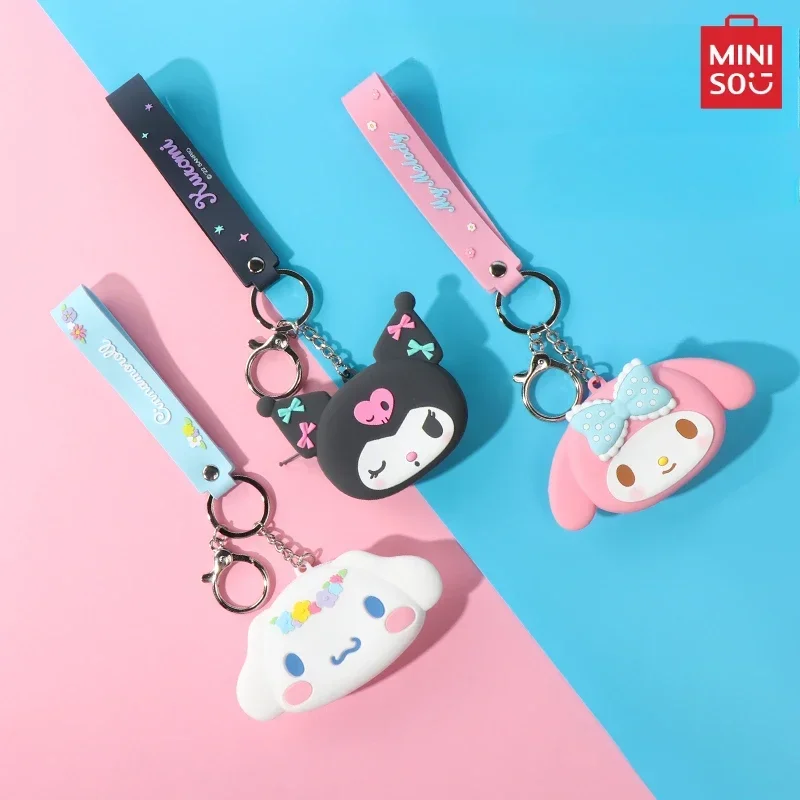 

MINISO Sanrio Character Silicone Headphone Protective Bag Kawaii Kuromi Cinnamoroll Keychain Children's Toy Christmas Gift