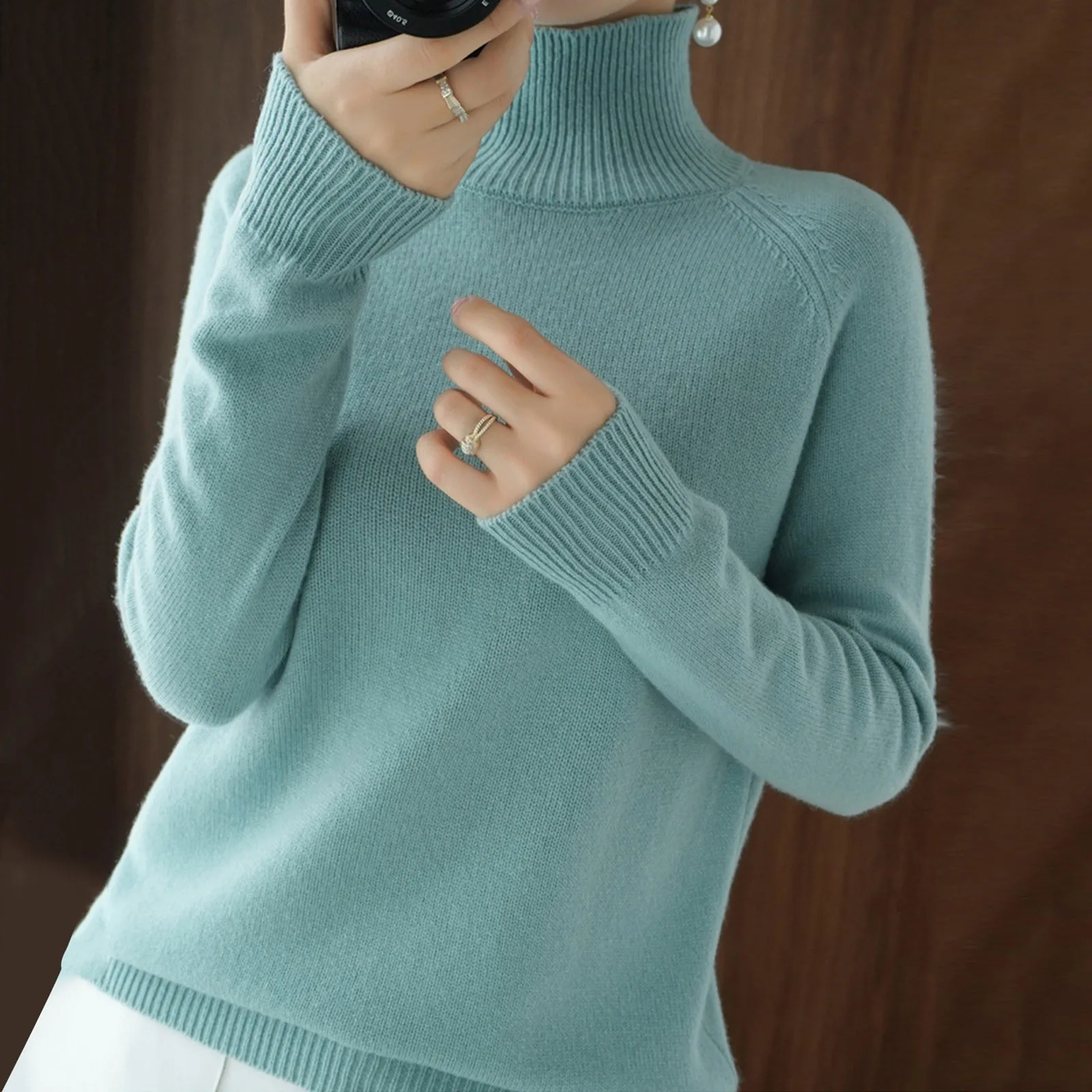 Cozy Knitted Turtleneck Sweater Women\'S Autumn Winter New Thickened Korean Solid Color Pullover Loose Pullover Sweatshirt 2024