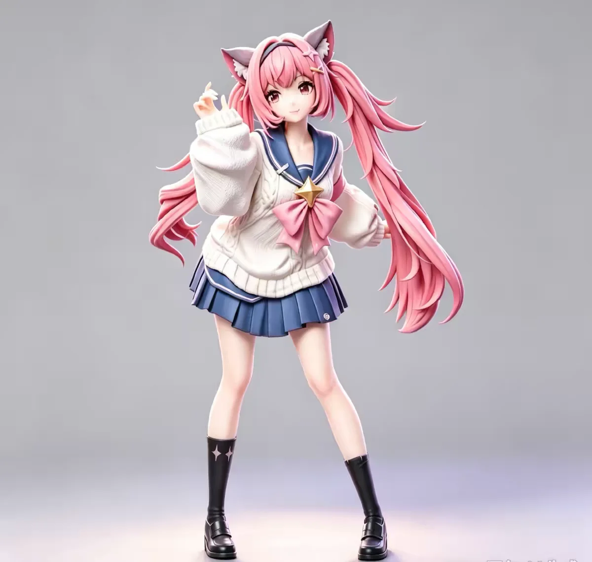 Neverness to Everness Nanally Collins Figure - Idol School Uniform Ver. Pink Cat Ears & Twin Tails 20cm Movable PVC Anime Toy