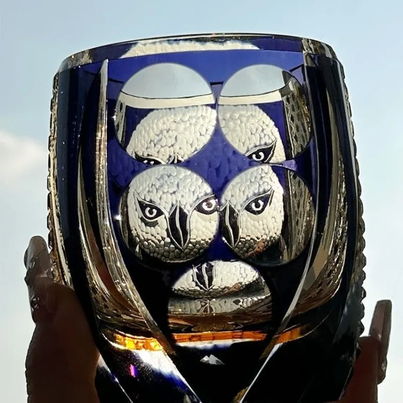 Premium hand-carved, crystal glass, whisky thick bottom cup