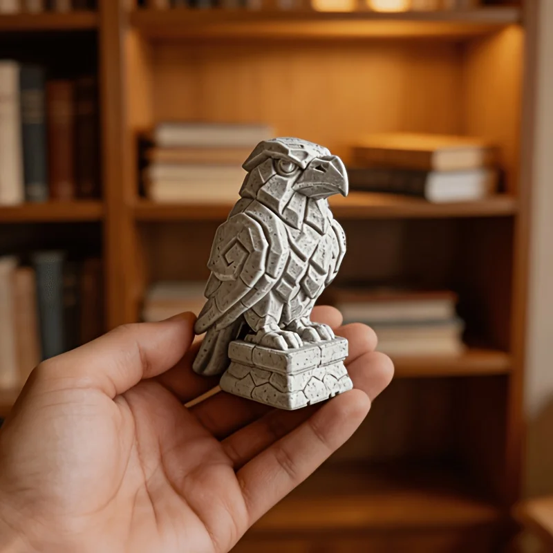 Stone‑Style Eagle Statue 3D Printed Block Carved Hawk Figurine with Stone Base Desktop Bookshelf Collectible Home Decor Ornament