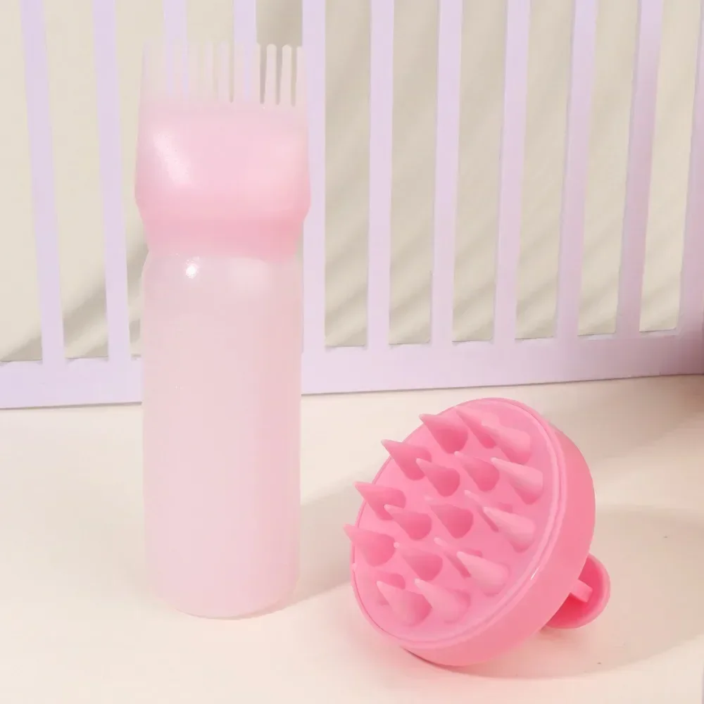 Silicone Shampoo Brush Scalp Massage Comb Hair Dye Oiling Bottle with Brush Salon Hair Styling Tool，Special for Real Hair Wigs image 6