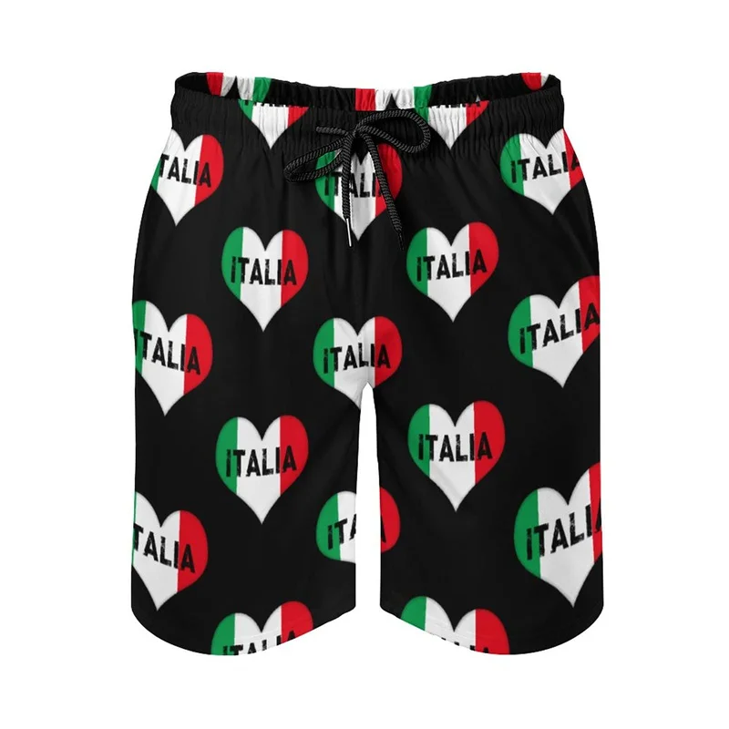 New In Italian Flag Swim Trunks For Men Fashion 3d Print Italy Beach Shorts Quick Dry Street Sports Short Pants Kids Clothes