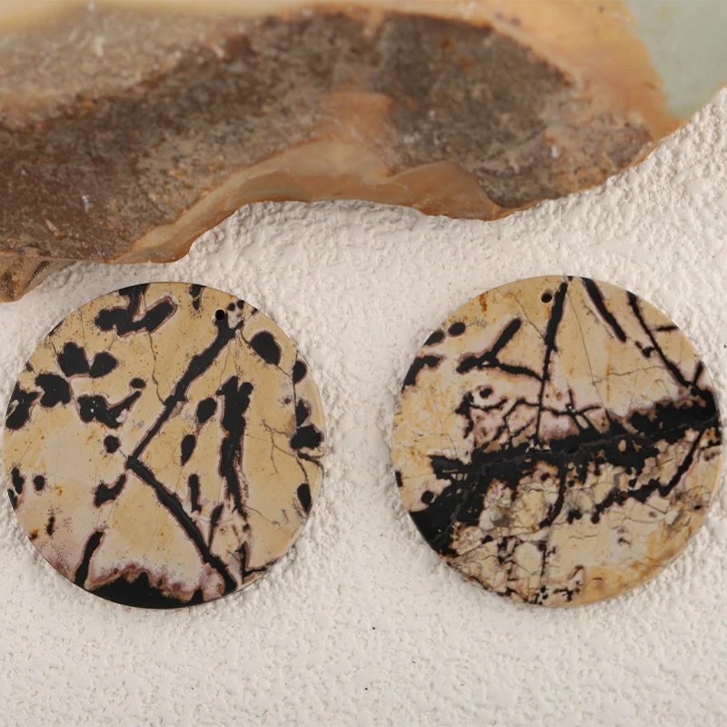 Natural Grass pine Round Disc Shape Earrings Beads For Jewelry Making , DIY Jewelry, Gemstone Earrings,Gemstone Jewelry 33mm