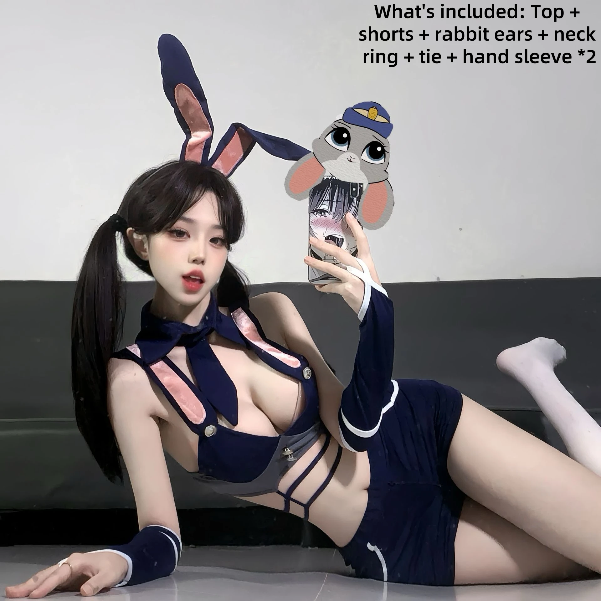 Biancheria intima sexy Ufficiale di coniglio di mezzanotte gioco di ruolo coniglietto set file aperto biancheria intima gratuita puro desiderio set uniforme sexy L198