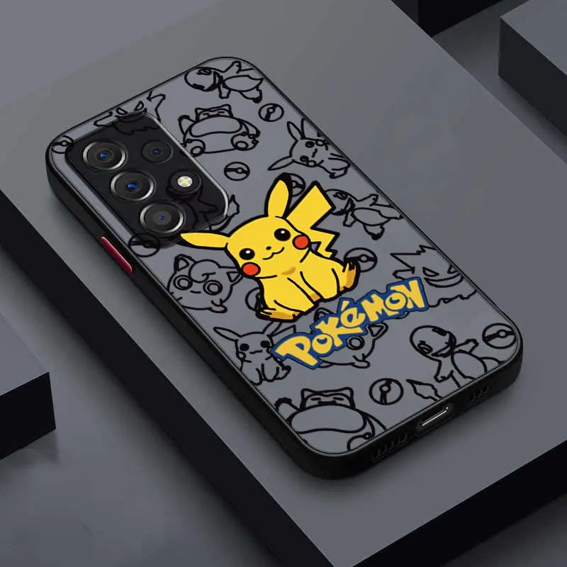 P-Pokemons الفن خط كول لسامسونج A56 A42 A36 A34 A33 A32 A23 A16 A04 A03 ملاحظة 20 5G متجمد شفافة جراب هاتف