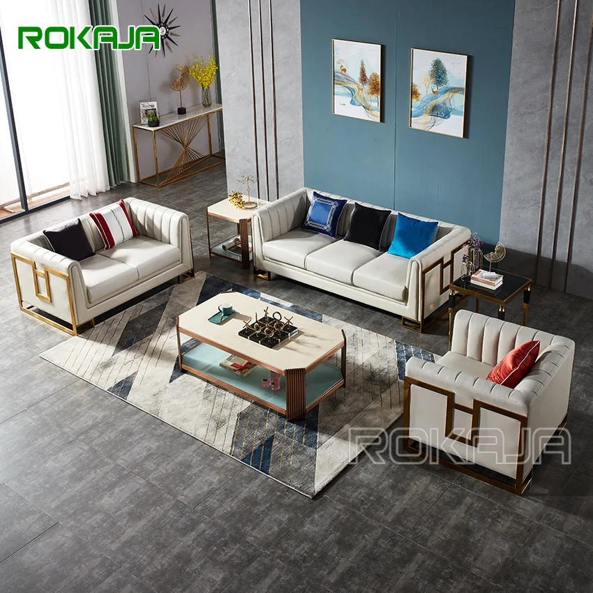 Duże sofy ze skóry Nappa w stylu amerykańskim Luksusowy ogród Ślub Nowoczesna sofa Meble do salonu Zestaw sof do willi