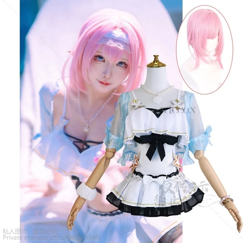 

Anime Game Honkai Impact 3rd Elysia Swimsuit Cosplay Costume Dress Wig Full Set Anime Role Play Party Clothes Summer Sexy Lolita