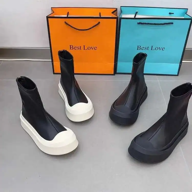

Новые женские ботильоны на платформе, высококачественная мягкая кожа, осенне-зимняя женская повседневная обувь на толстой подошве, женские Botas De Mujer