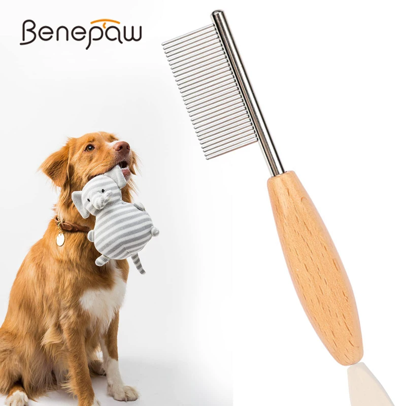 Benepaw Portable Cat Dog Comb For Removing Tears Cleaning Of Small Areas Ergonomic Wood Handle Puppy Hair Brush Pet Grooming