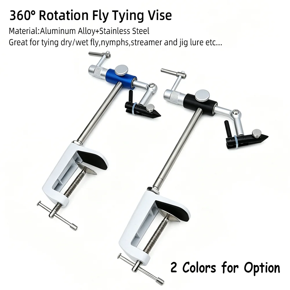 360° Rotation Fly Tying Vise 3.5mm Width Jaws Adjustable C-Clamp Desk Clip Type Jigs Tool Streamer Nymphs Dry/Wet Fly Tying Tool - view 2