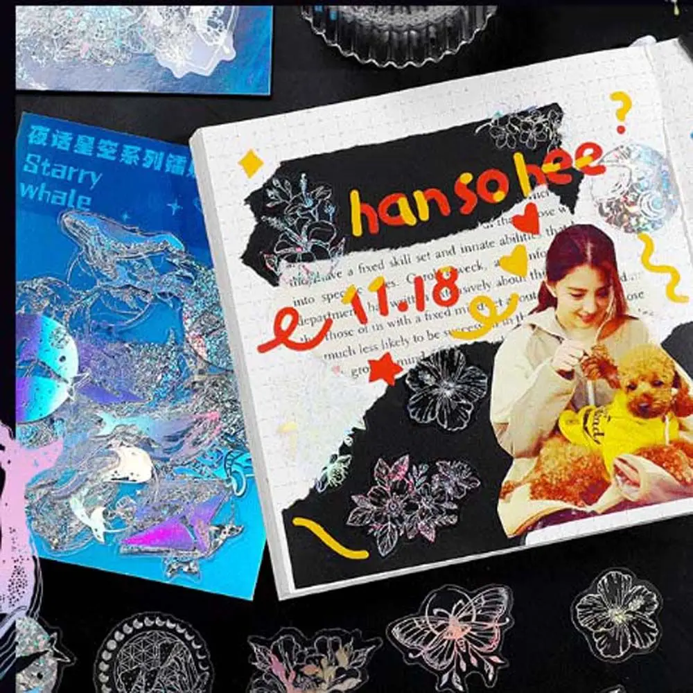 Colorful Stars School Supplies Decorative Scrapbooking Hand Account Sticker Book Stickers Laser Sticker Stationery Stickers