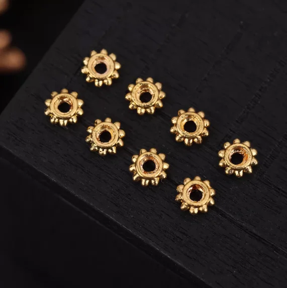 18k gold jewelry stoppers gold spacers for beads gold  wheel spacer 3.8mm hole 1.5mm