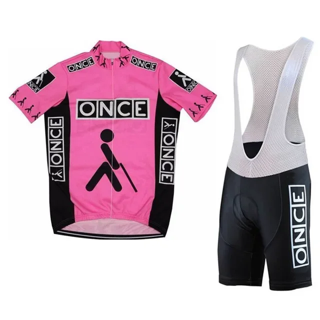 ONCE TEAM PINK Retro Classic Cycling Jerseys Set Racing Bicycle Summer Short Sleeve Clothing Kit Maillot Ropa Ciclismo