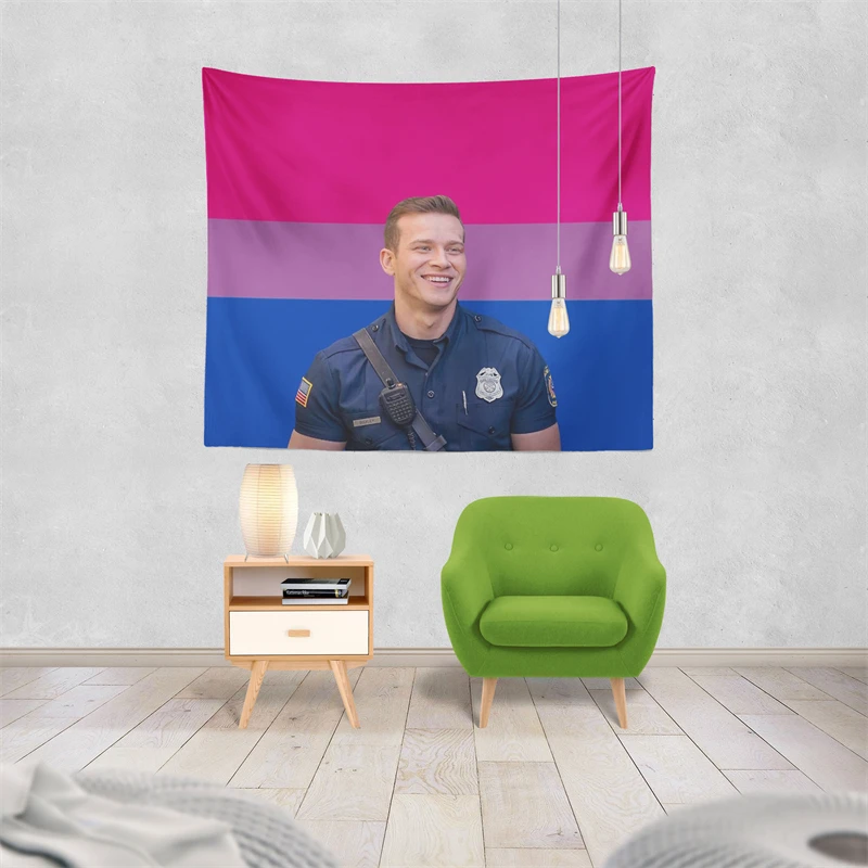 Gaslight Gatekeep Girlboss Evan Buckley Bisexual Pride Flag Tapestry Wall Hanging Art for Bedroom Living Room Decor