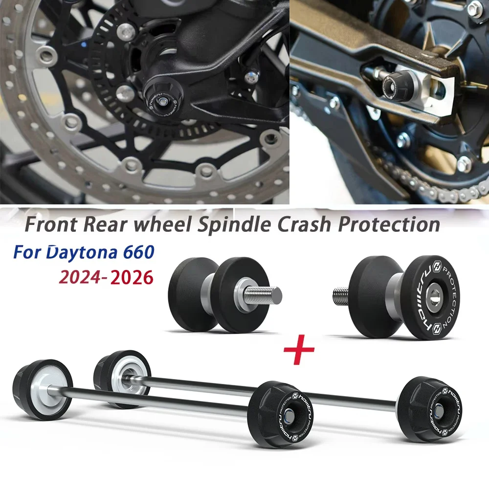 

FOR Triumph Daytona 660 2024- Motorcycle Front & Rear wheel Spindle Crash Protection & Paddock Stand Bobbins DAYTONA660