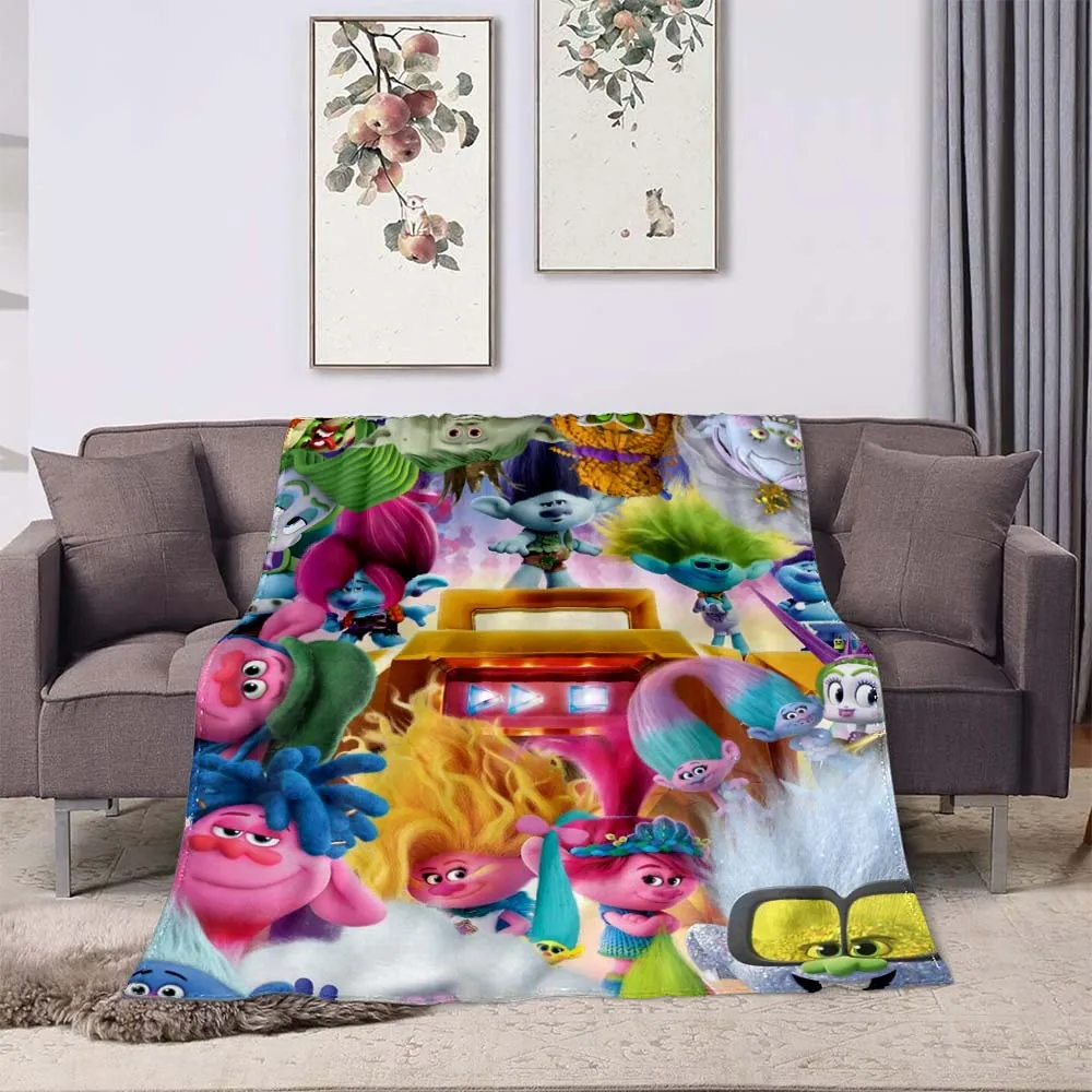 Disney Trolls World Collection Cartoon Blanket Living Room Bedroom Sofa Cover Blanket Soft and Comfortable Flannel Blanket