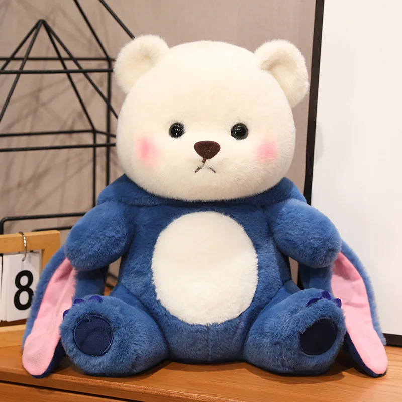 28/40/50/65cm Big Size Bear Turn Into Disney Stitch Plush Toy Lovely Stitch Stuffed Cartoon Animals Dolls For Birthday Xmas Gift