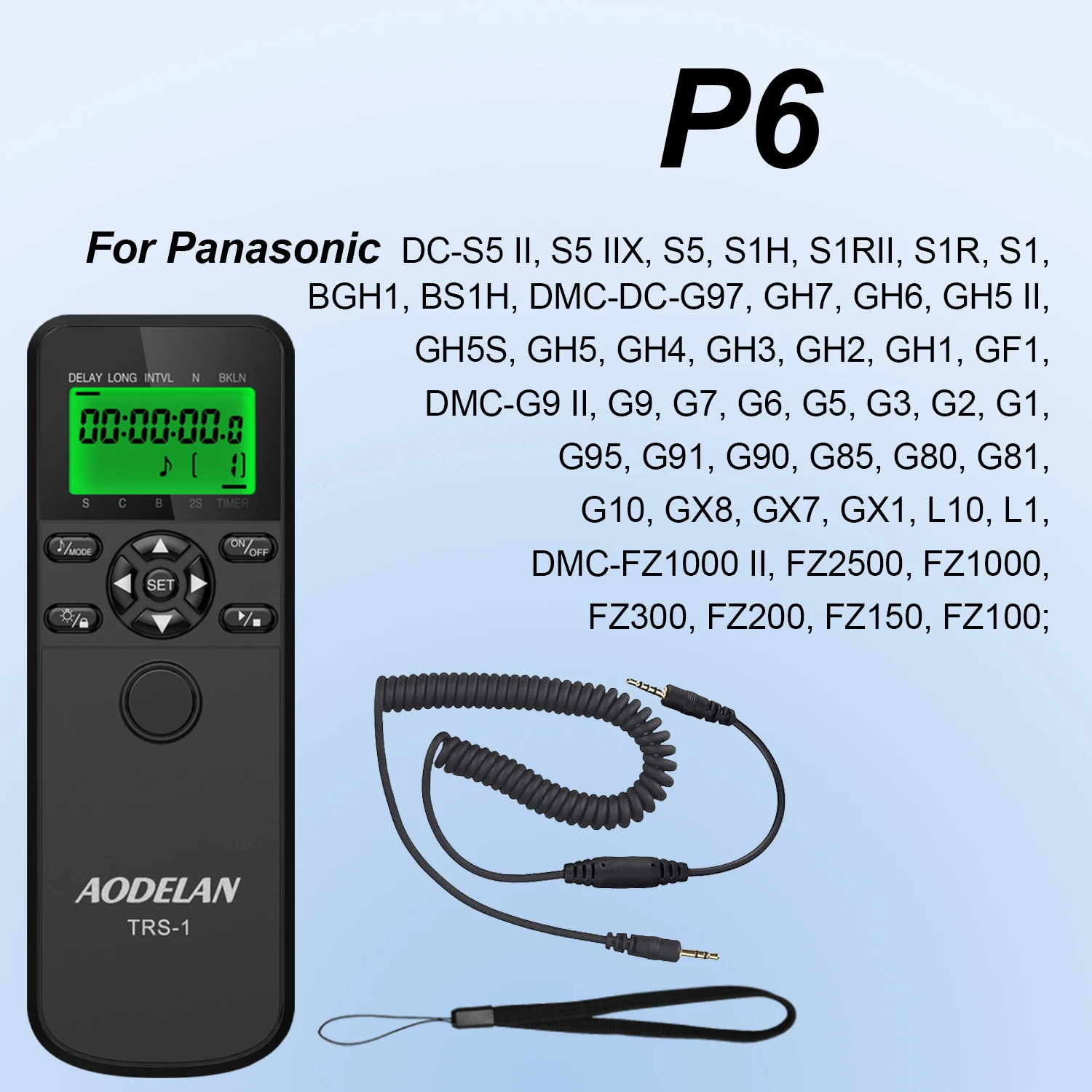 

Пульт дистанционного управления с интервалометром AODELAN DMW-RSL1 для Panasonic GH5 GH4 S5 S1 S1R S1H GX8 GX7 FZ300 FZ1000 FZ200 FZ150 FZ100