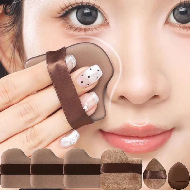 4/6PCS Makeup Blender Puff Air Cushion Foundation Chocolate Velvet Sponge Loose Powder Puffs Flocking Cosmetic Applicator Tools