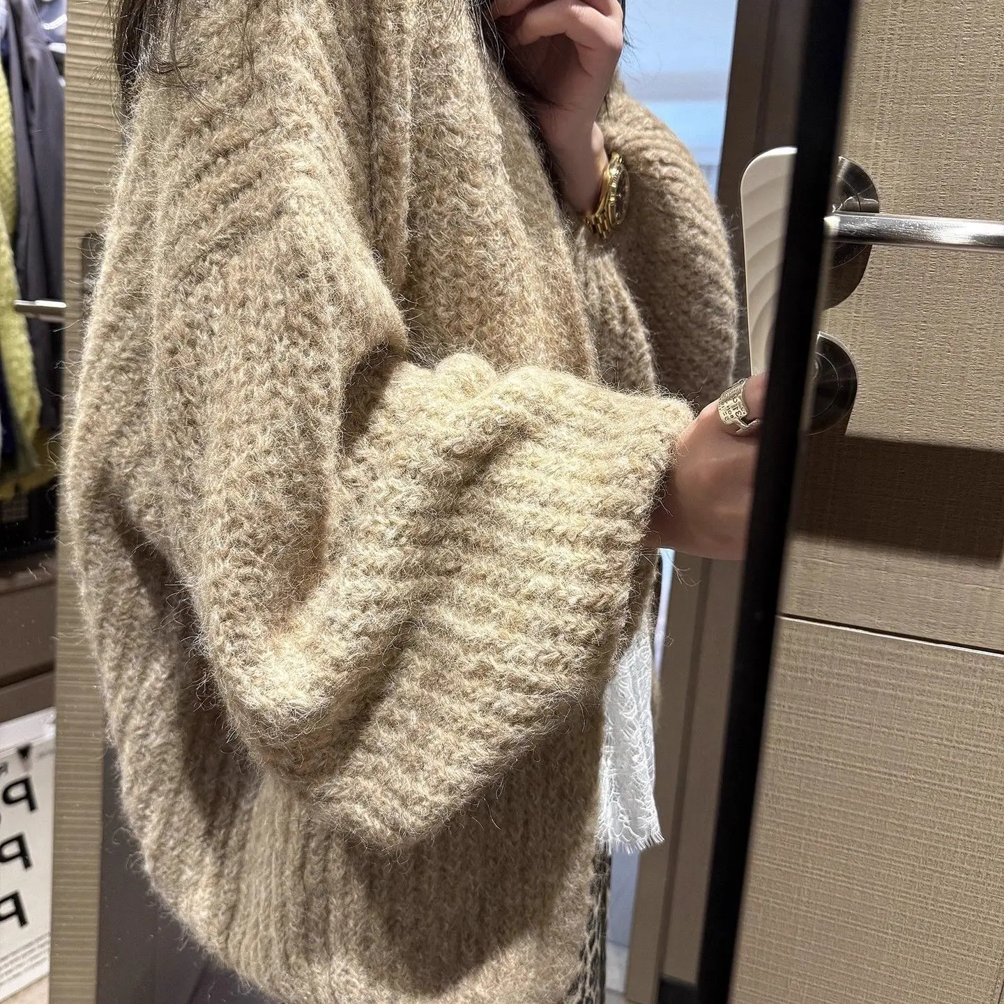 Korean  Lazy Wind Medium and Long Sweater Jacket Women's 2026 Autumn and Winter New Atmosphere Loose Knitted Cardigan Top