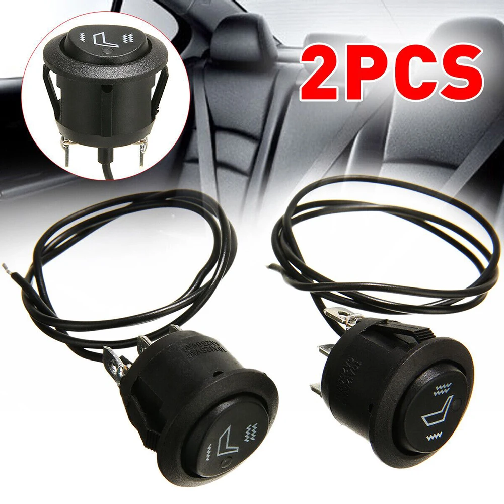 2Pcs 3-pin Heating Switch 20A 12VPlastic Car Truck Push Button Switch Round Heated Rocker High Low Position On/off Control