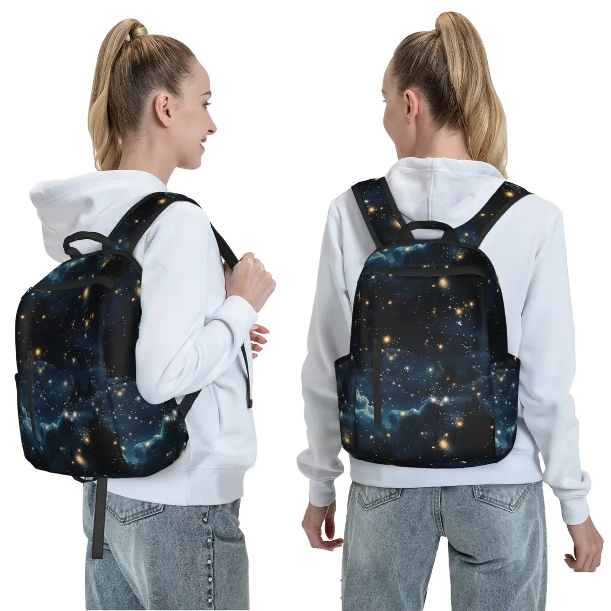 Constellation Star Clusters Galaxies Print Halloween Backpack Daypack Large Capacity Children BookBag School Bag Shoulder Bags