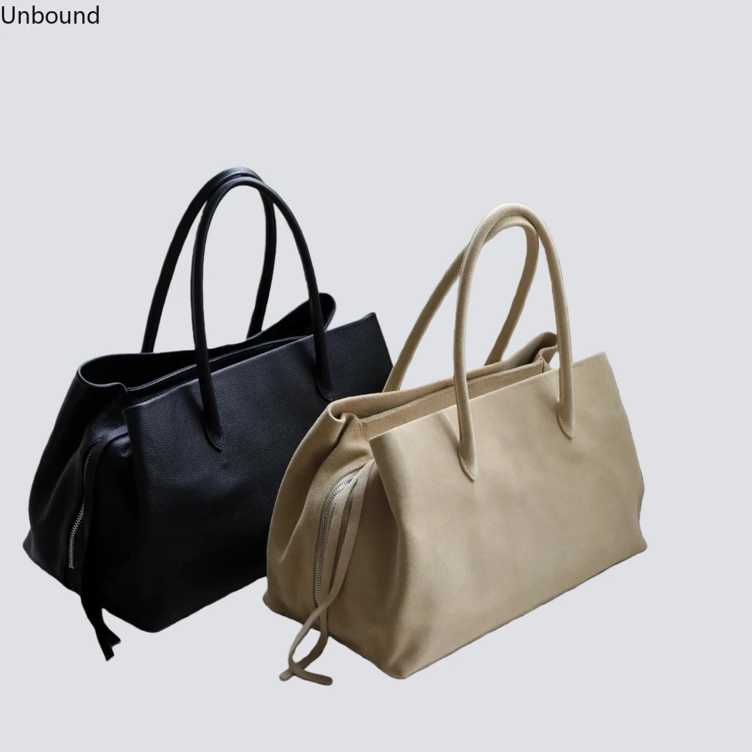 

Top Grain Genuine Leather Womens Handheld Tote Bag Vintage Minimalist Large Capacity Commuter Luxury Matte Leather Fashion Daily