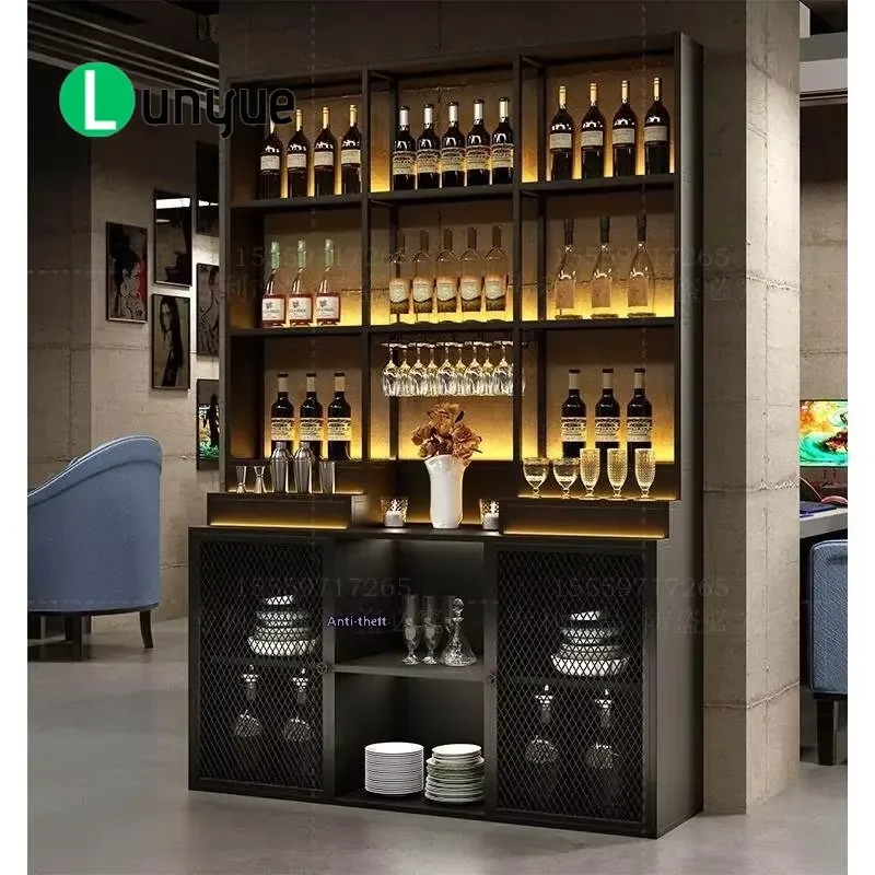 Modern Wall Mounted Wine Cabinet Display Rack Independent Storage Shelf Custom Iron Art Bar Restaurant Furniture