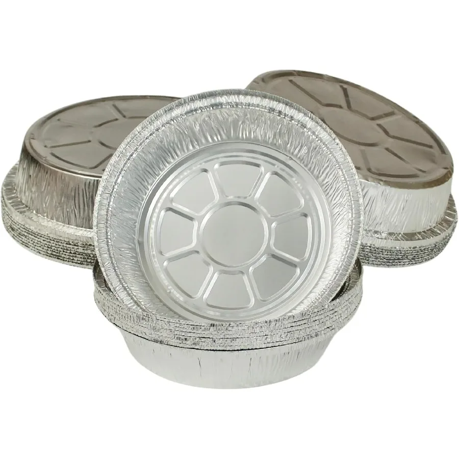 مقالي مستديرة من رقائق الألومنيوم للاستعمال مرة واحدة - حاويات من الصفيح للاستعمال مرة واحدة، مثالية للخبز والطهي والتقديم الطعام والحفلات والكيك