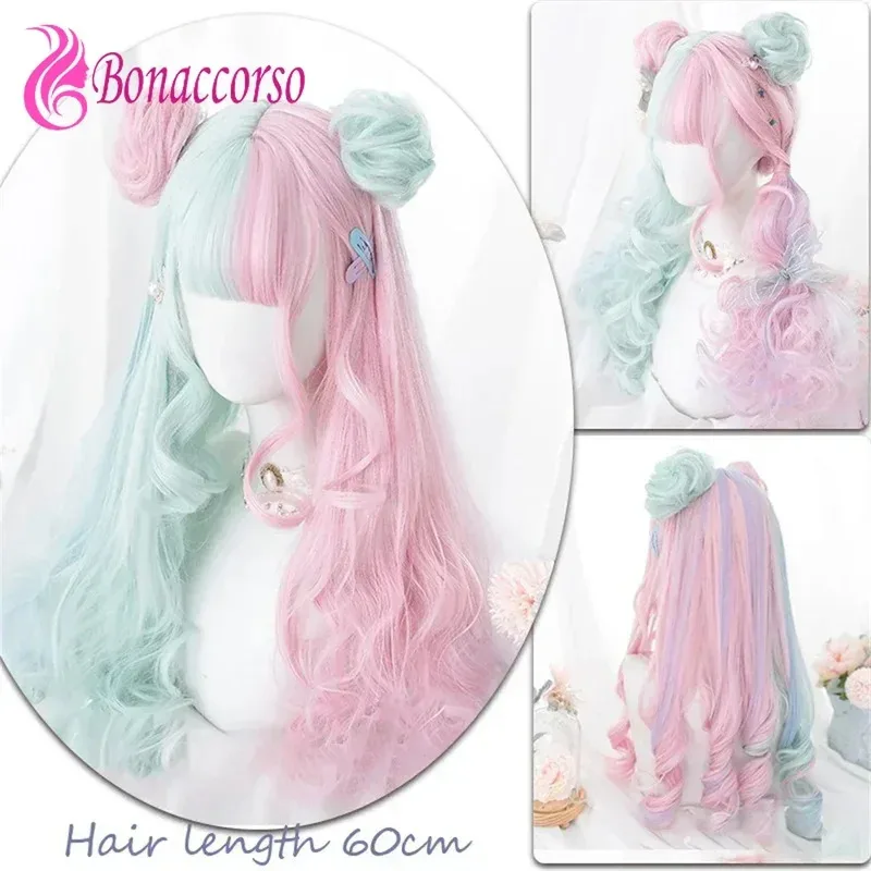 

Аниме Comic-Con Coser, милый парик для косплея для девочек, синтетический длинный вьющийся парик с двойным хвостом, аниме, парик принцессы с объемной волной, повседневная вечеринка