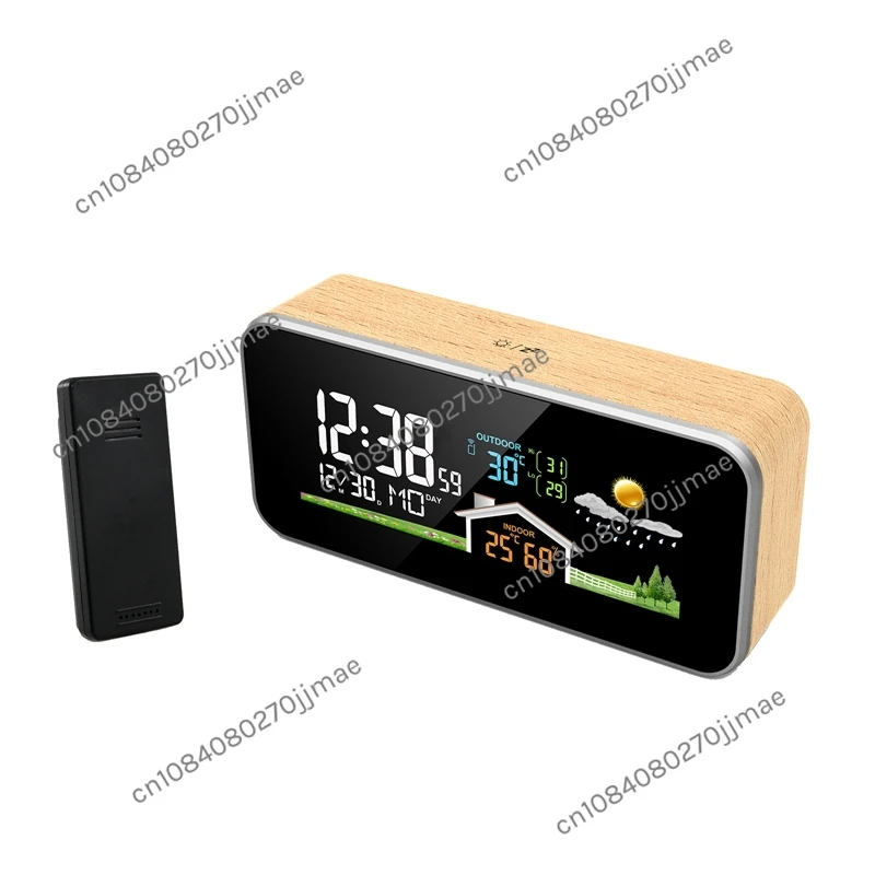 

Color Screen Weather Station Digital In/Outdoor Home Thermometer Hygrometer Desk Wood Alarm Clock Remote Sensor Forecast