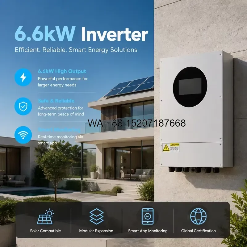 Wmwmnu for High Efficiency 6.6kW Hybrid Solar Inverter Dual MPPT Pure Sine Wave On Grid Inverter for Residential Solar Energy