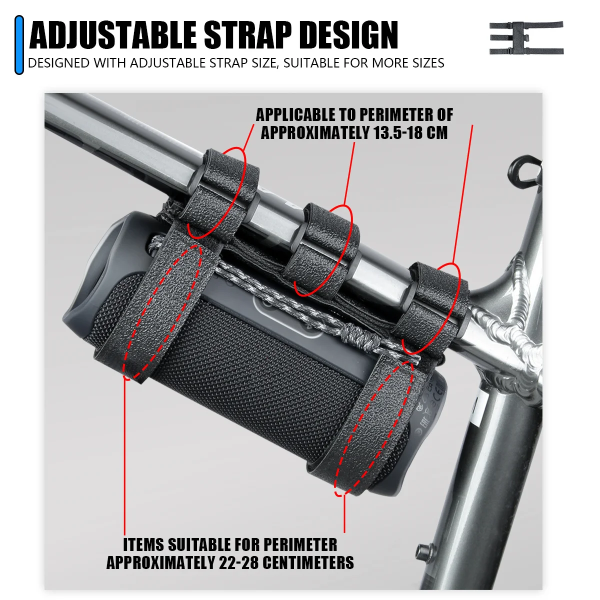 حزام كوب دراجة نارية ودراجة محمول ، حامل بلوتوث ، حبل ثابت