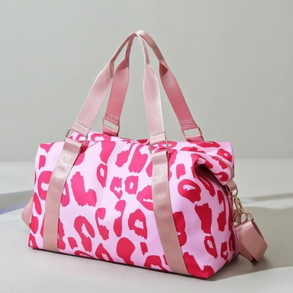Oxford Leopard Print Duffle Bag Large Capacity Multi-functional Fitness Shoulder Bag Tote Bag Underarm Bag Luggage Handbag Girl