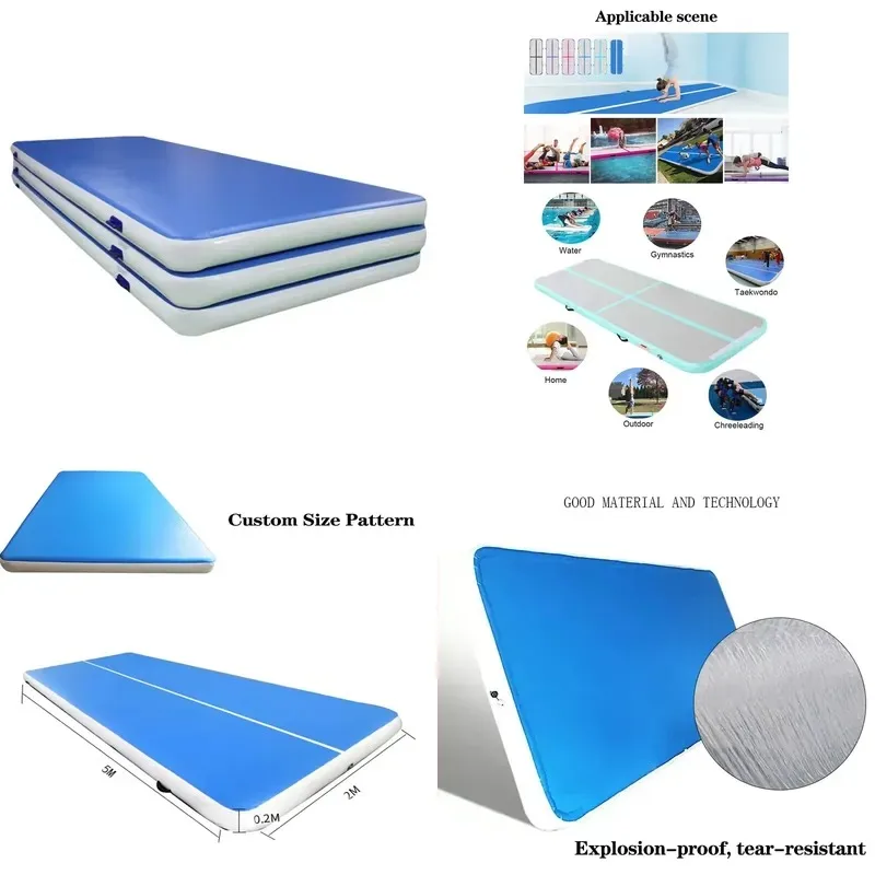 PVC Folding Inflatable Air Tumbling Mat Wide Floating Yoga Gymnastics Bouncing Anti Collision Pad for Water Sports