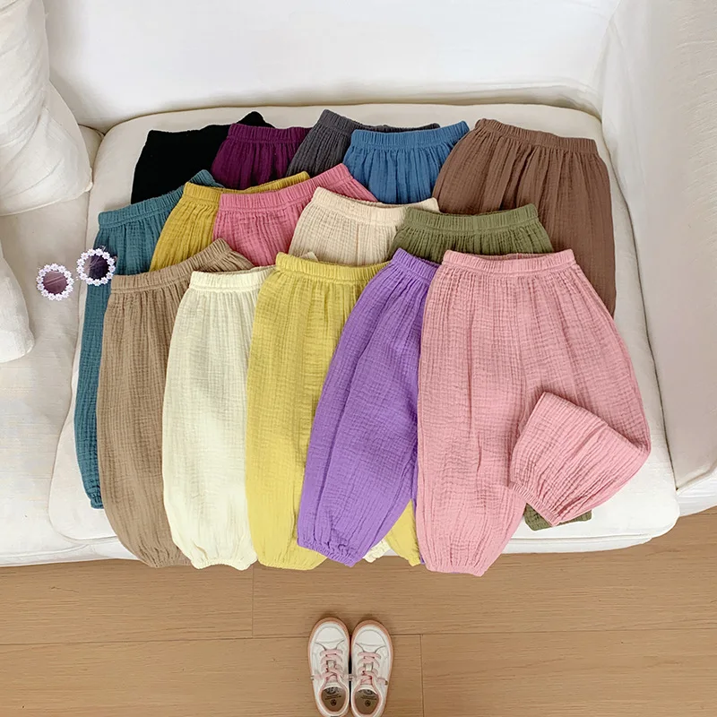 

Spring Summer Prevent Mosquito Children Pants Toddler New Casual Thin Loose Trousers Solid Color Pants Boys Girl Versatile Pants