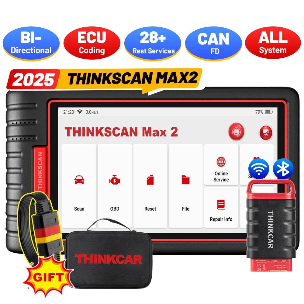 2025 Newest THINKCAR Thinkscan MAX 2 All System Car Diagnostic with CAN FD protocol 28 Resets Lifetime Free Update Auto Vin Scan