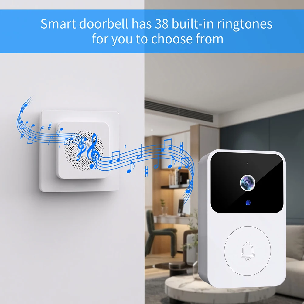 2.4GHz WiFi Wireless Video Doorbell Camera Night Vision Wireless Visual Intercom Doorbell Two-way Intercom for Home Security