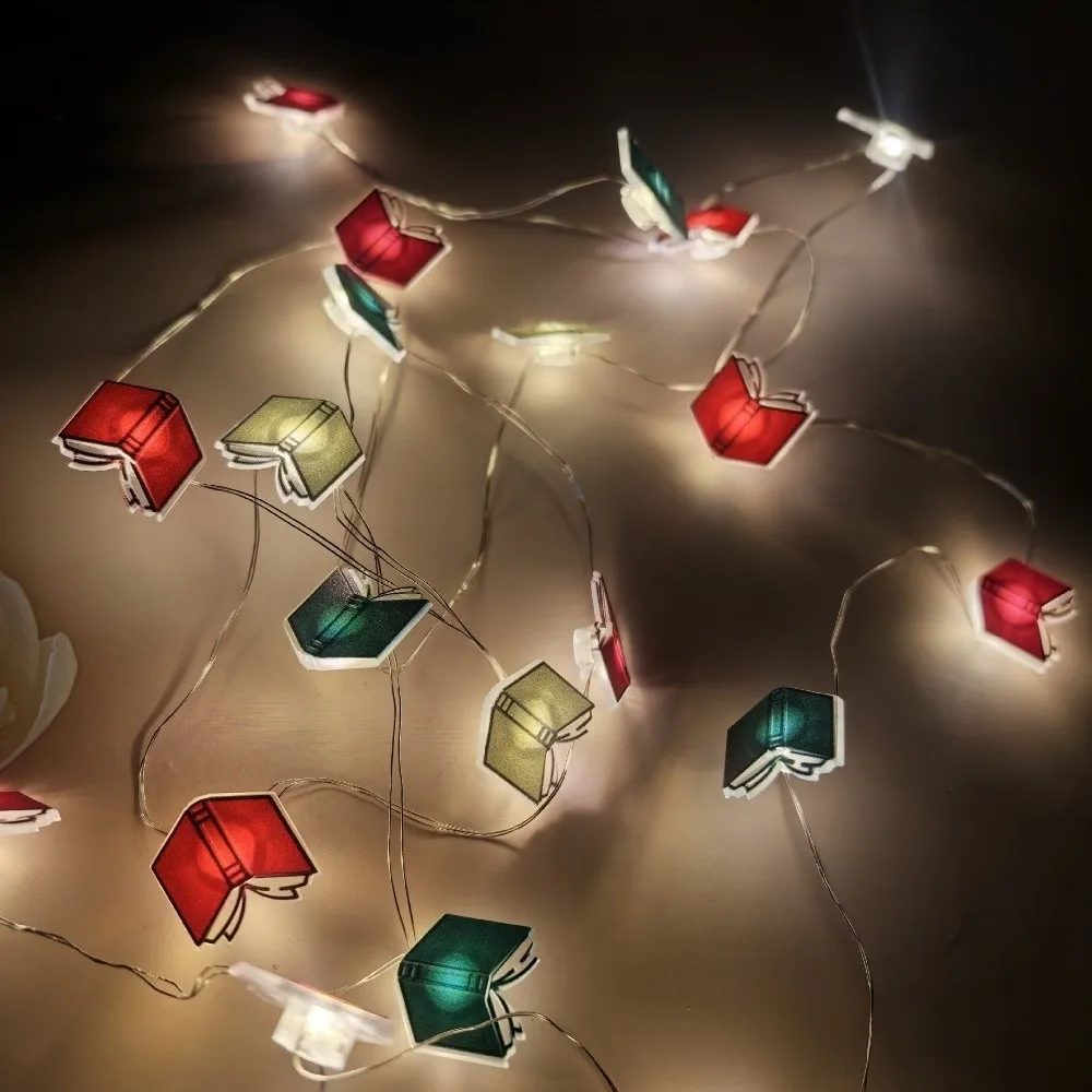 Festive Pendant Creative Book Shaped LED Light String Flashing Hanging Xmas Tree String Light Colorful Garden Night Light Patio