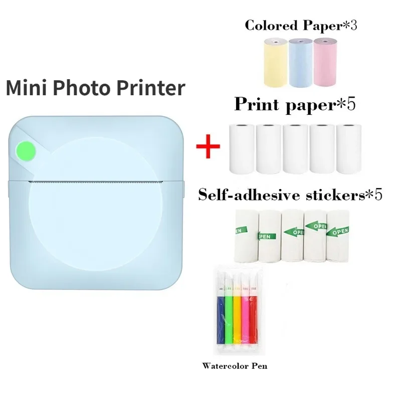 Portable Thermal Printer Mini Photo Receipt Sticker Label Printer Bluetooth Connected IOS/Android Sticker Maker Photo Printer