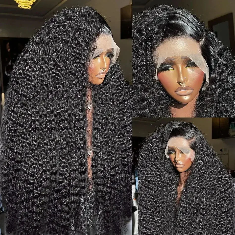 Perucas dianteiras do laço da onda profunda para mulheres, cabelo humano brasileiro, pre arrancado, molhado e ondulado, 13x4, 13x6, 30 ", 40"