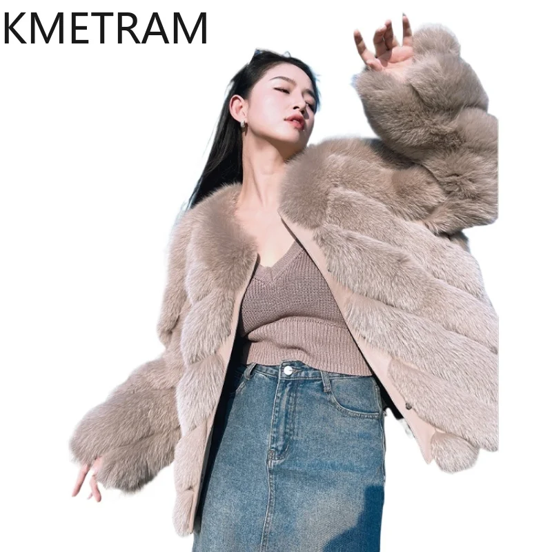 

Женская шуба из натурального фінского лисьего меха высокого качества, куртка из натурального меха 2025 года, новая верхняя одежда, зимняя женская шуба женская