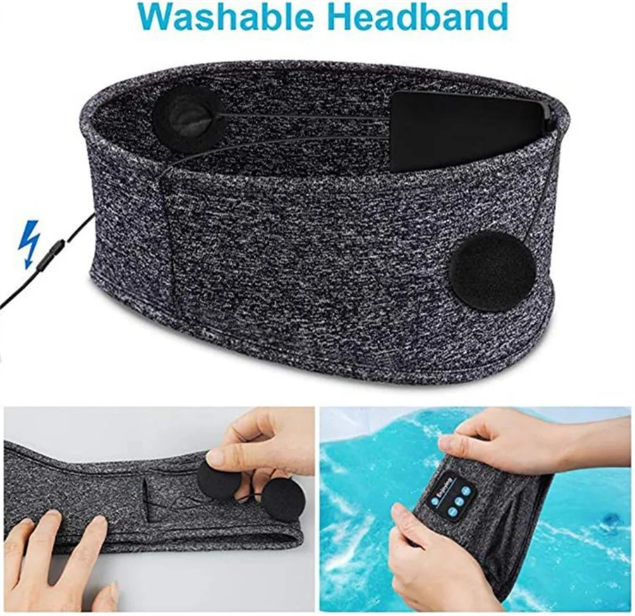 Maschera per gli occhi Cuffie Bluetooth senza fili per realizzare auricolari sportivi per dormire Bendaggio per dormire con cuffie Auricolari foulard per iPhone