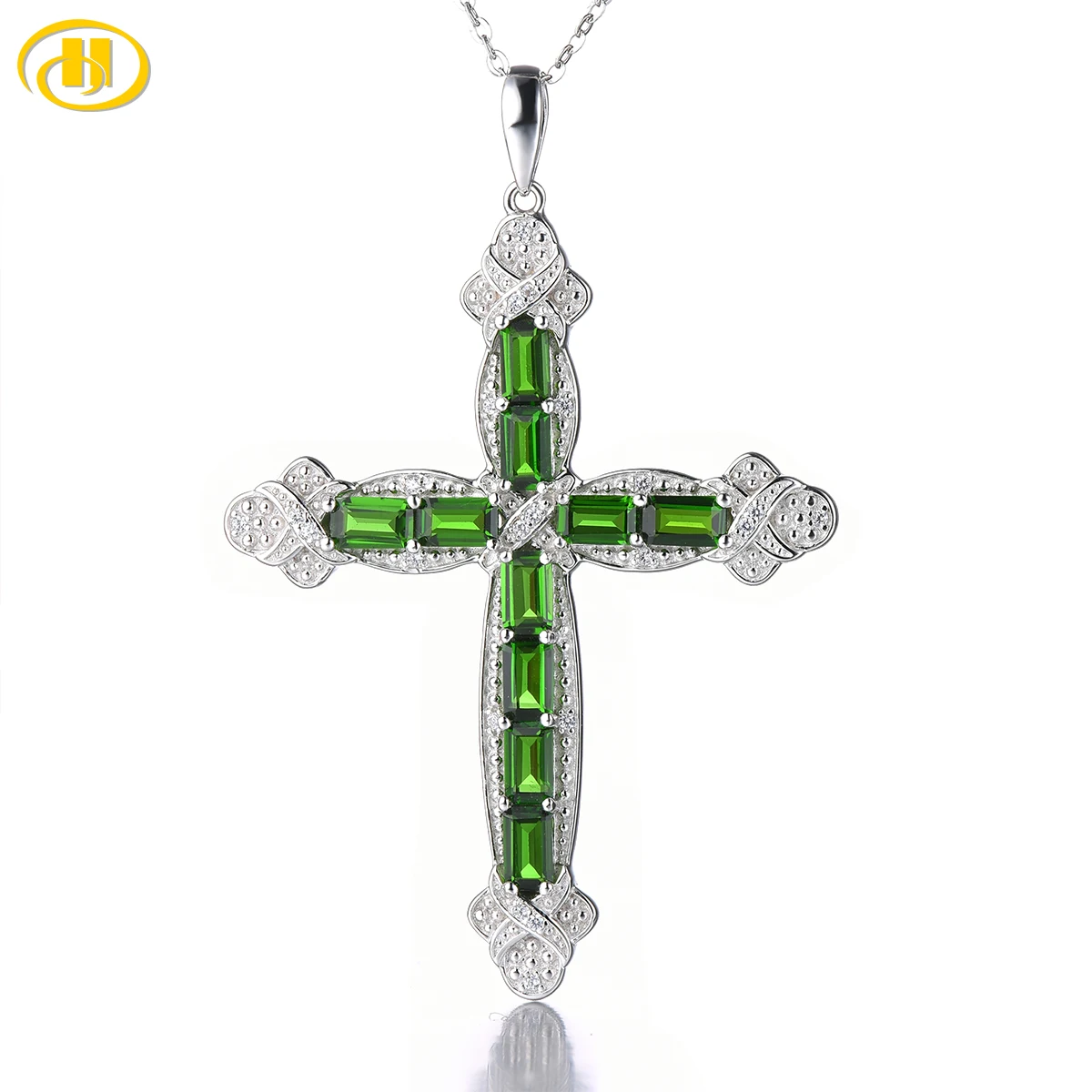 

Natural Chrome Diopside 2.8 Carats Solid S925 Silver Pendant Classic Fine Jewelrys Design Women Daily Decoration Gifts