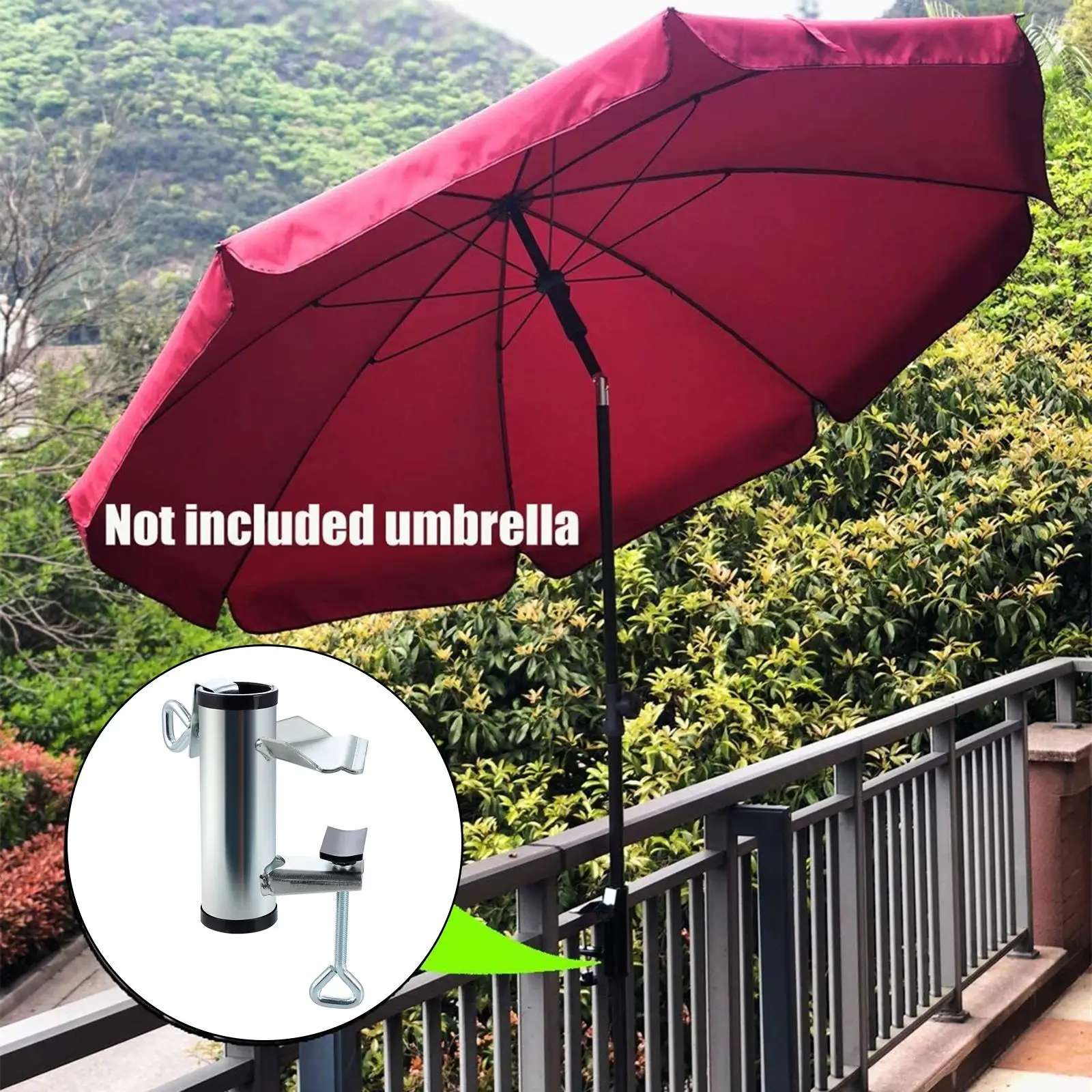 Adjustable Patio Umbrella Holder Sun Shade Support Balcony Umbrella Holder for Fixed Deck Railing Beach Balcony Bleachers Fences