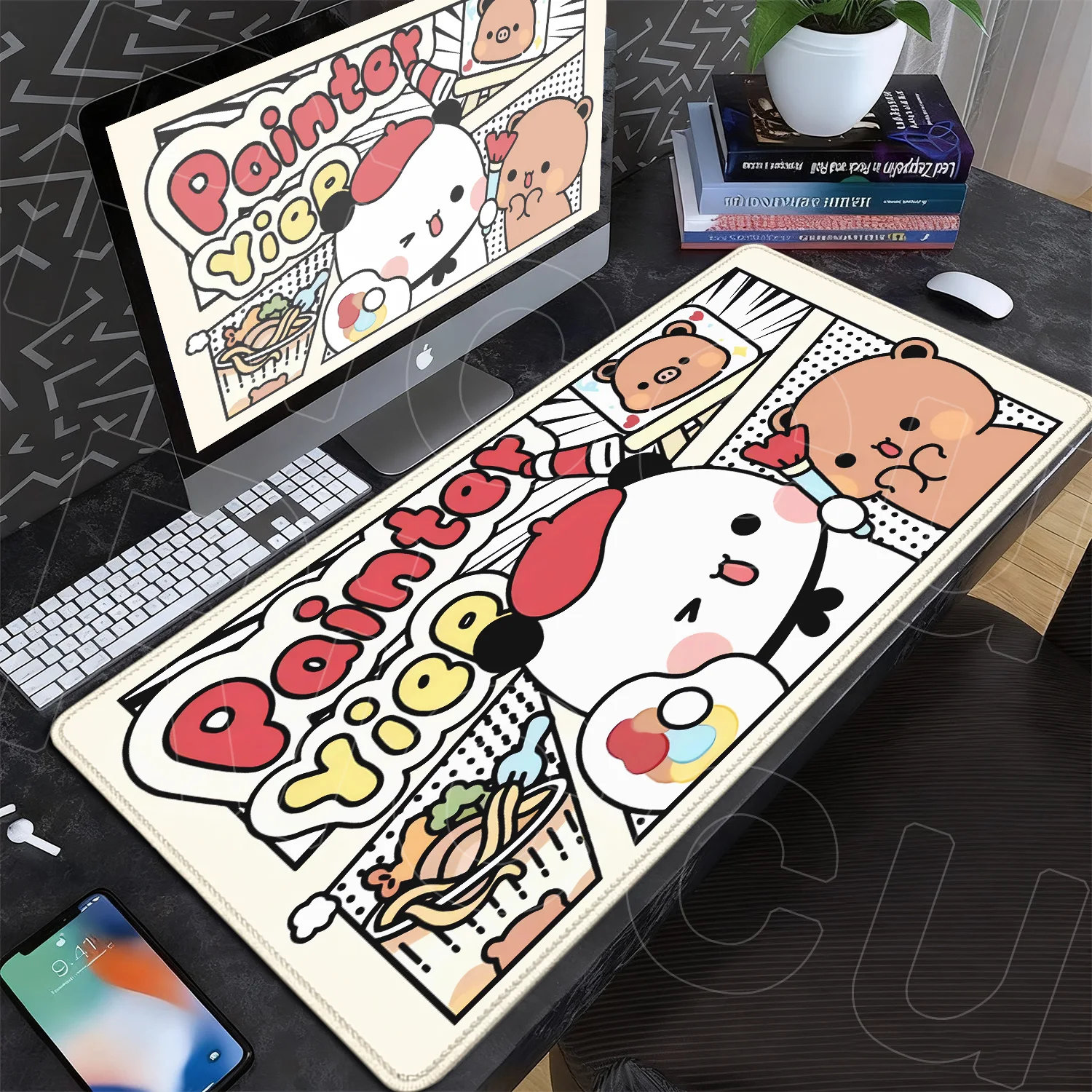 

400x900mm Cute BuBu DuDu Cartoon Mouse Pad Large Computer Gaming Stitch Edge Keyboard XXL Rubber Anti-slip Base Deskmat Students