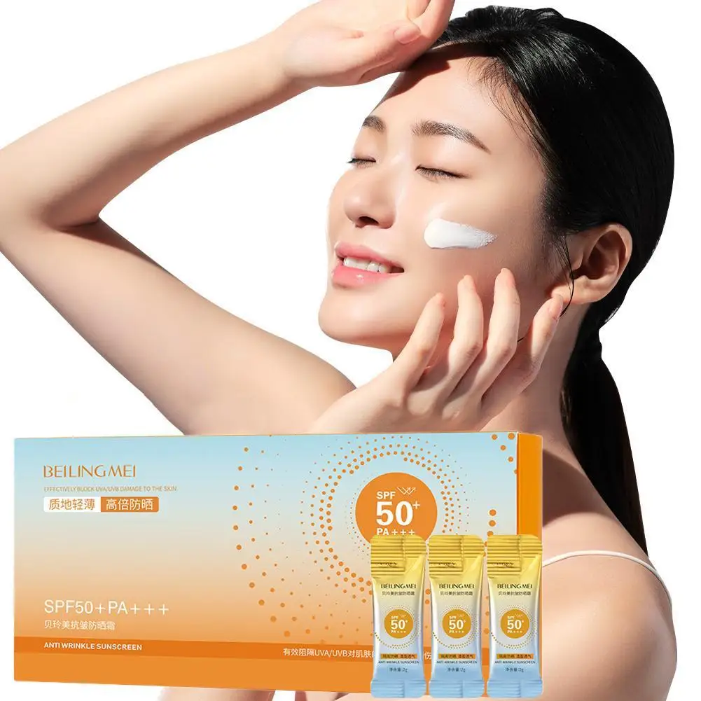 Protector solar de tamaño de viaje SPF50 Crema bloqueadora solar con aislamiento UV Protección solar a largo plazo Crema solar ligera