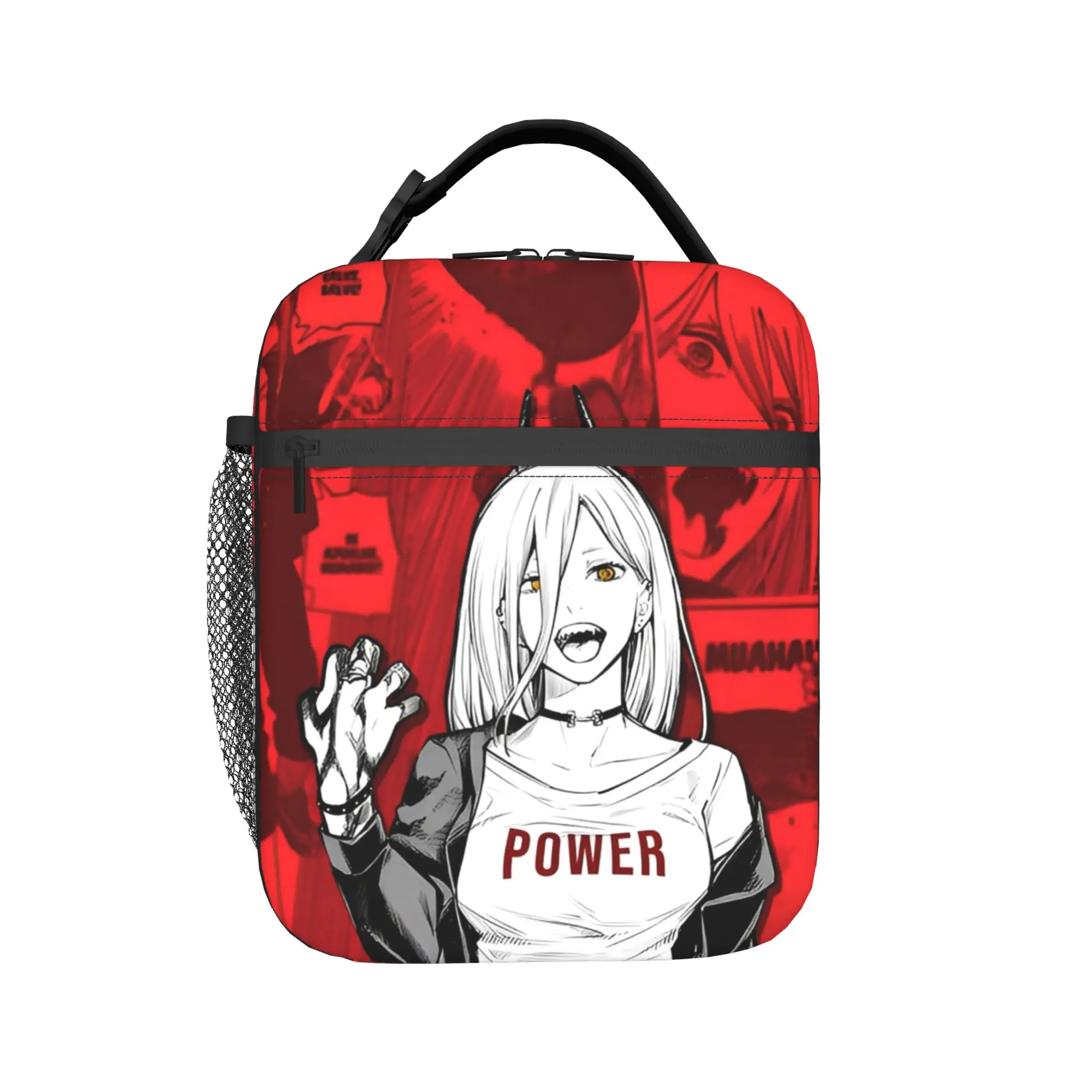 Power C-Chainsaws Man Reze Insulated Lunch Bag Large Anime Reusable Thermal Bag Tote Lunch Box School  Picnic Food Bag